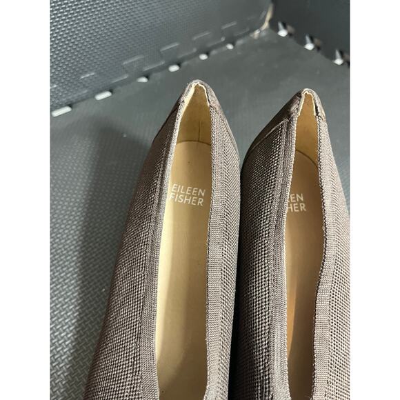 EILEEN FISHER SHOES/PUMPS SIGNY‎ KNIT BROWN SIZE 8.5 BLOCK HEELS - Picture 3 of 8